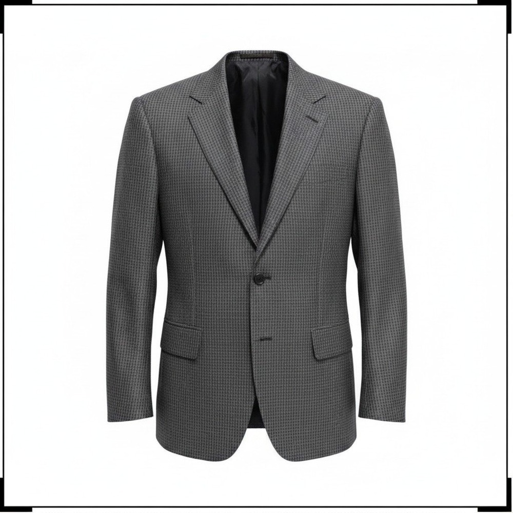 John Henry Sport Coat Mens 42 L Gray Micro Check Wool Blend Blazer